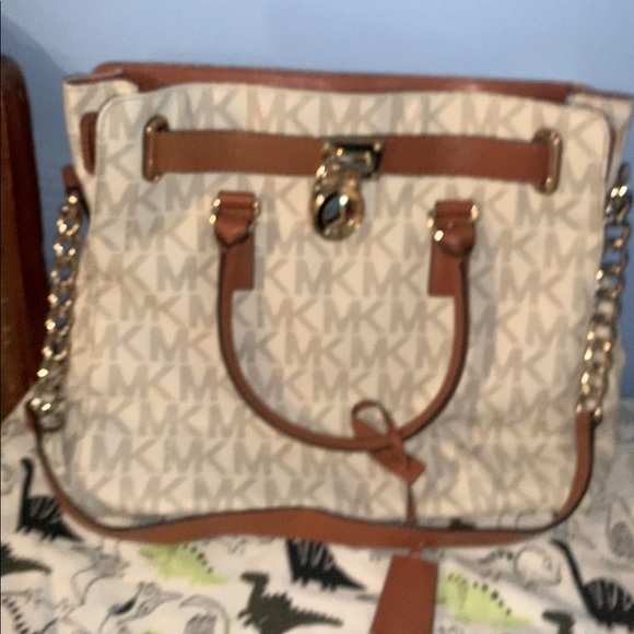 Michael Kors Handbags - MK BG, White, Silver, Big